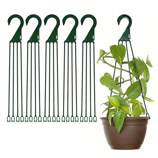 6 PCS Plastic Hanging Basket Hooks for Plants,4-Prong Detachable Pot Hangers for Indoor and Outdoor Use,Hanging Planter Holder Flower Pot,Green