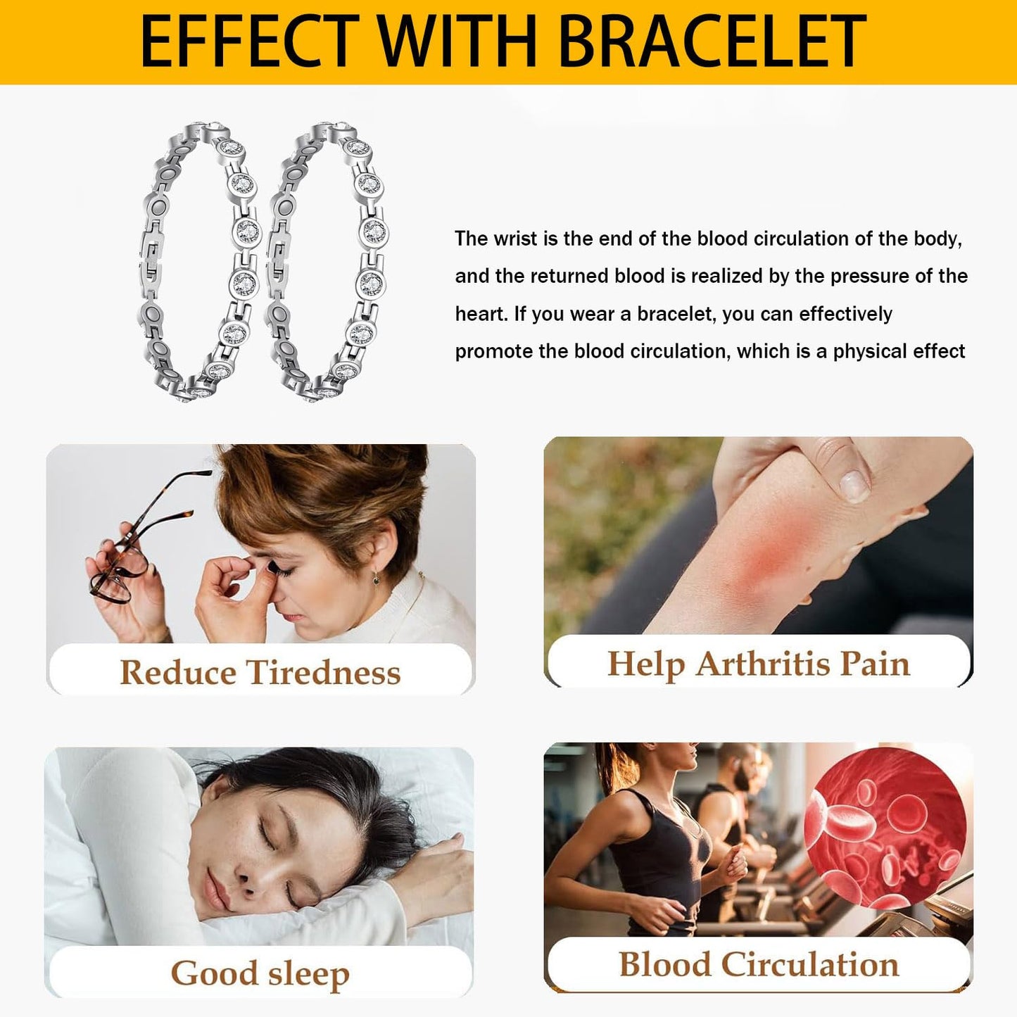 Copper Bracelet for Women, 99.99% Pure Copper Megneetic Bangle Arthritis, Effective Neodymium Lympunclog, Titanium Steel Heart Crystal Bracelets, Pulsera de Cobre para Mujer