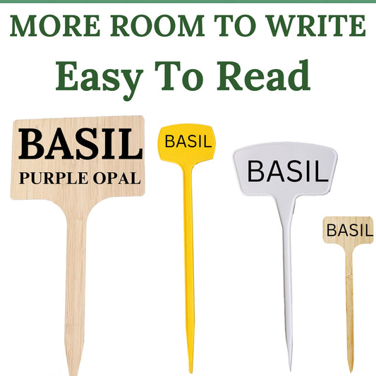 12" Extra-Tall Oversized Bamboo Garden Markers 10 Pack – Large Plant Labels Garden Tag Signs Easy to See Easy to Read Extra Large Writing Area