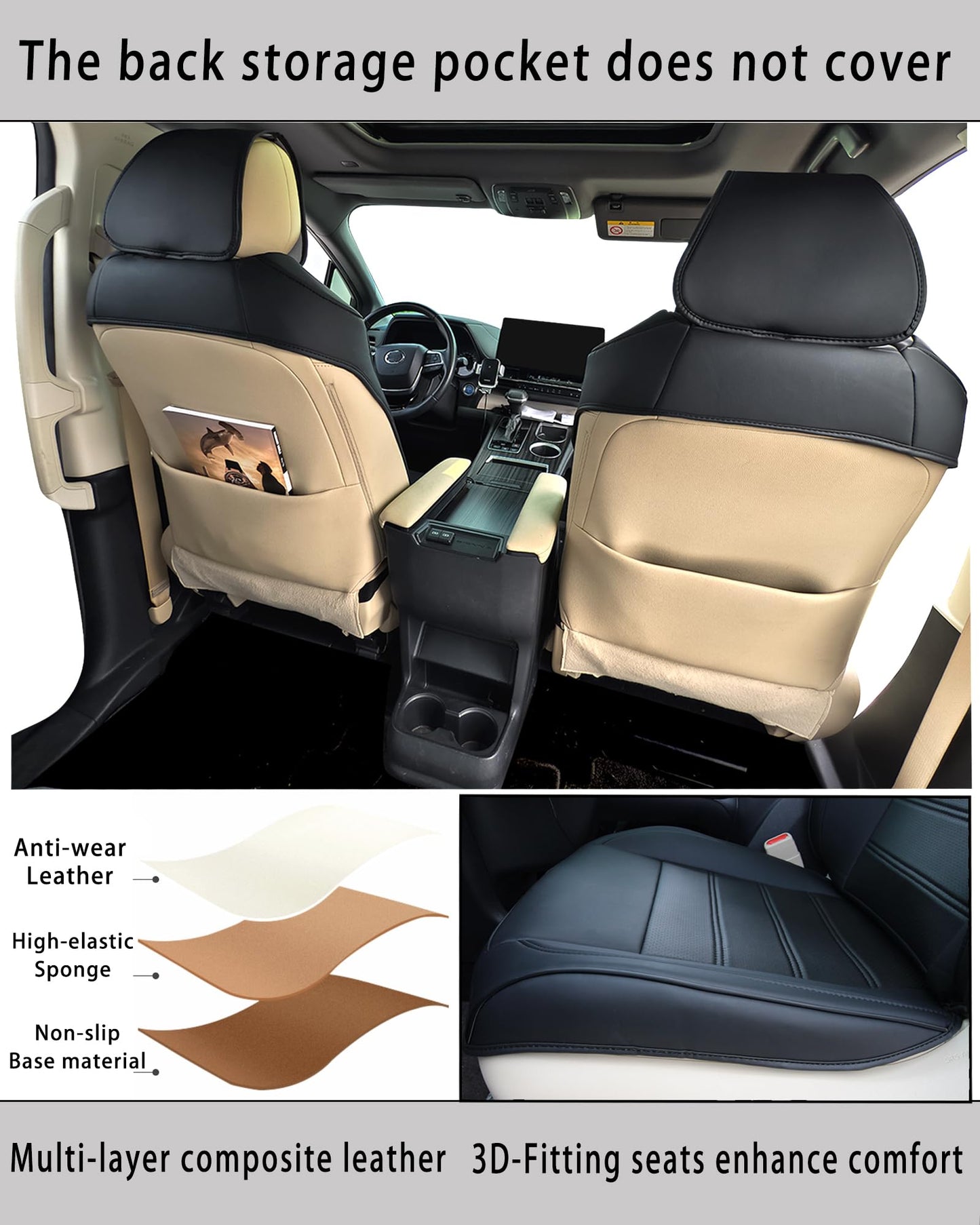 Syusvluc Custom Fit Front Seat Covers for Toyota Rav4 Corolla Cross Sienna Universal Car Seat Protectors with Waterproof and Easy to Install for Women Front Seat Cover - Faux Leather（Black）