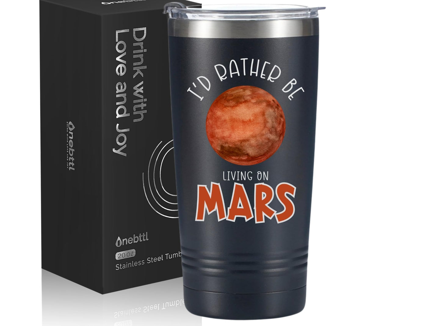 Onebttl Mars Gifts for Adults, Ideal Space, Solar System Gifts for Space Enthusiasts, Lovers on Christmas, Birthday, 20oz Stainless Steel Tumbler with Lid Straw
