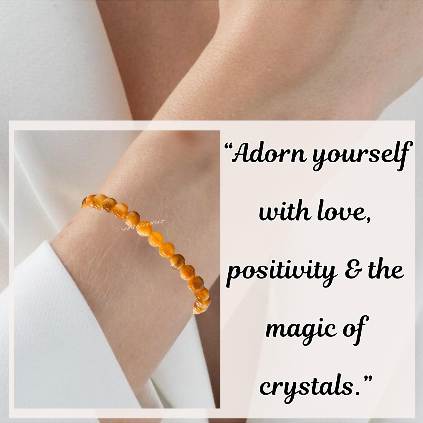 Amazing Gemstone Yellow Cats Eye Bracelet for Women Men's Gifts - Protection Healing Crystal Bracelet - 6mm Gemstone Beaded Adjustable Bracelet