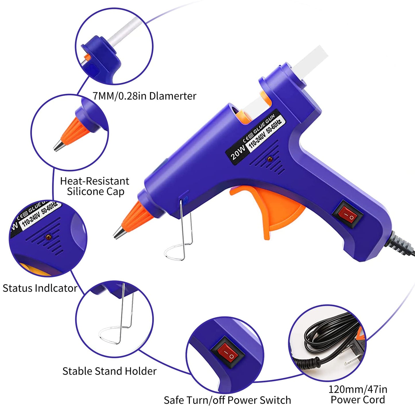 Hot Glue Gun Kit: Mini Hot Glue Gun and Sticks Set with 30 Sticks Melt Glue Guns Craft for School DIY Arts Home Quick Repairs 5 Pieces Mulitcolor