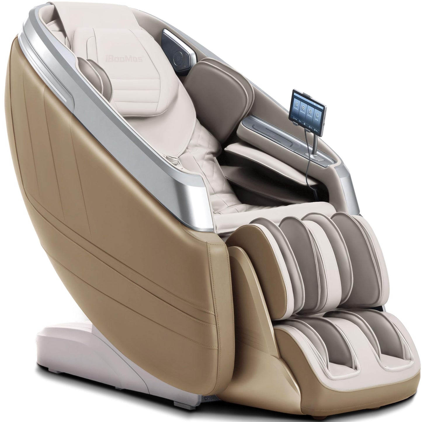 iBooMas P03 4D Zero Gravity Massage Chair,APP Control Massage Chairs Full Body with SL Track,Touch Screen Navigation,Yoga Stretch,Foot Roller,Heat,Airbags,Wireless Charger (Beige)