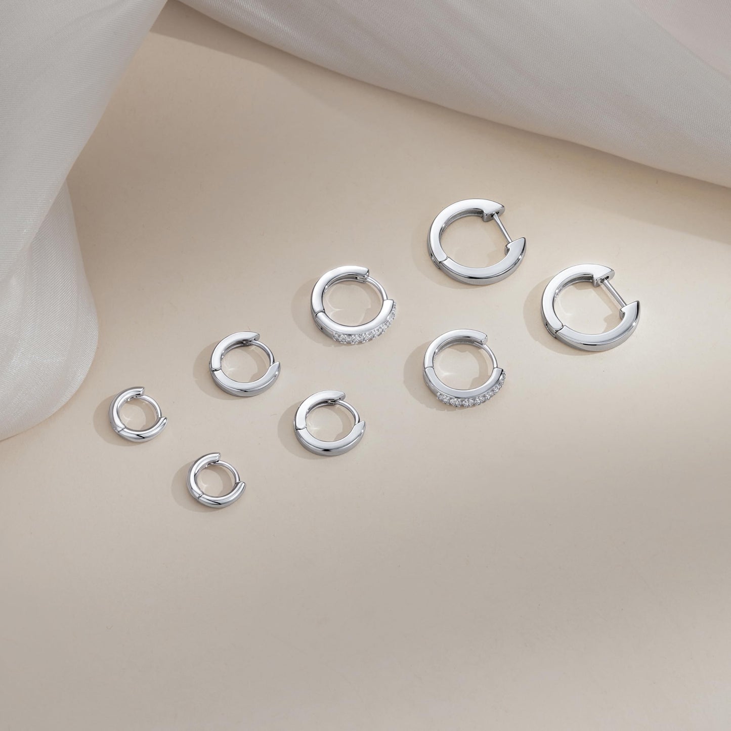 Silver Small Hoop Earrings for Women Stacks Silver Huggie Hoop Earrings Set for Multiple Piercing Lightweight Mini Cute Cartilage Rook Conch Daith Double Piercing Jewelry Gifts for Women Waterproof Clip On