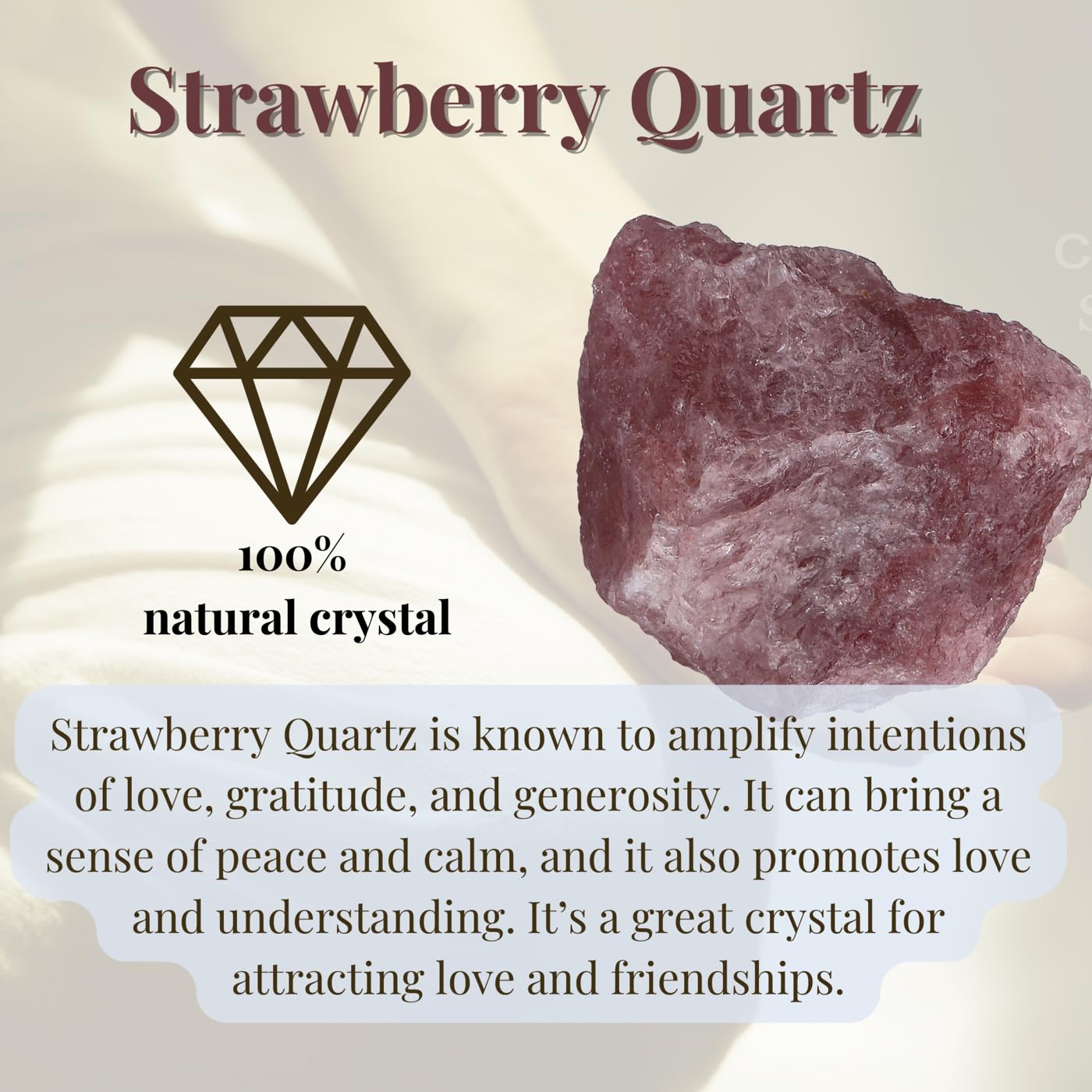 XIANNVXI Strawberry Quartz 1.8-2.2" Large Raw Crystals and Healing Stones Natural Rough Crystal Rocks for Decor Gifts Tumbling Cabbing Polishing Fountain Rocks 1PCS