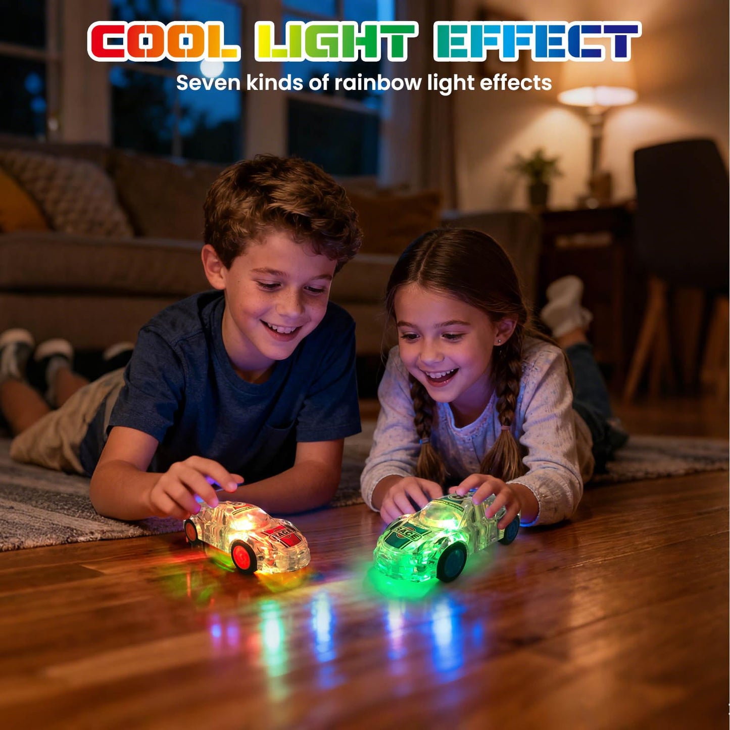 ZOHANINDL LED Light Up Pull Back Car Toys,Race Cars Toy (2 Pack),Car Body Glows-Batteries Included,Suitable for Toddlers 3 4 5 6 7 8 Year Old Kids for Boys and Girls Birthday Party Gift