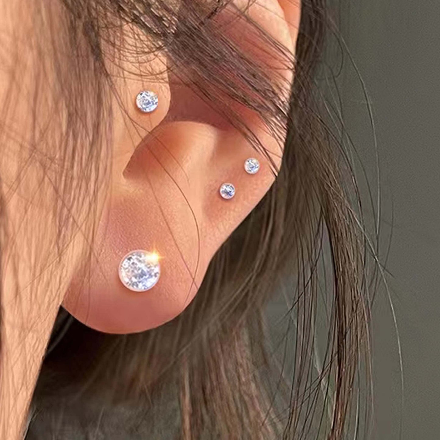 OwlkOrmy 8 Pairs Anti Allergy Plastic Earrings for Sensitive Ears & Include 8 Pairs Silicone Soft earring backs, Birthstone Cubic Zirconia Stud Earrings Kit 2mm 3mm 4mm 5mm in one Set (5-in-1 color)