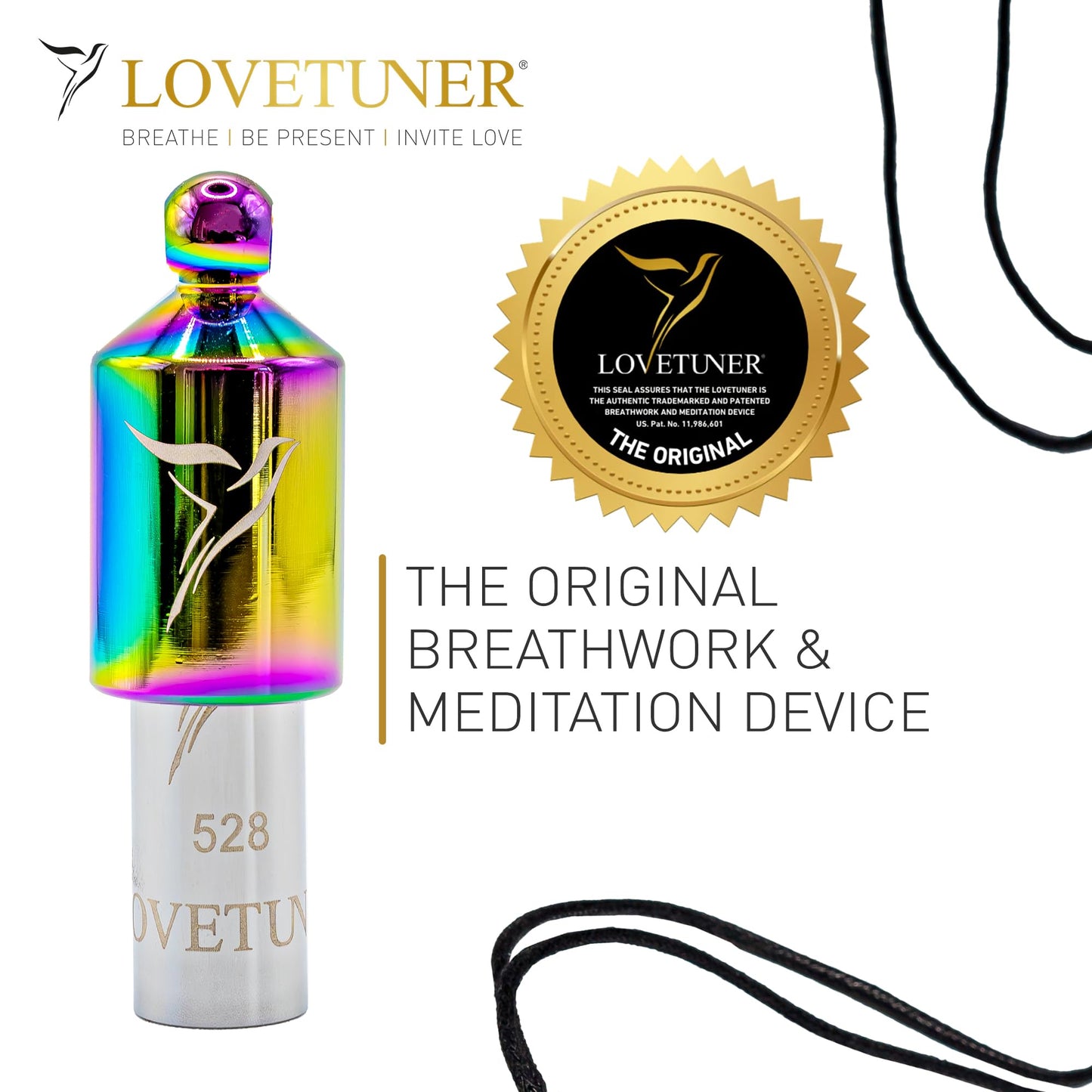 Lovetuner 528Hz Breathing Necklace for Stress Relief, Mindfulness & Meditation | Sound Healing Whistle for Anxiety, Focus, Calm & Relaxation | Emotional Wellness, Inner Peace & Balance Necklace | Waxed Chain, Viola