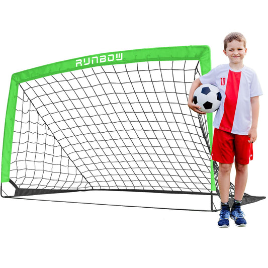 RUNBOW Soccer Goal for Backyard, 5x3 FT Portable Folding Soccer Net with Carry Bag for Kids and Adults Indoor/Outdoor Training Practice Use (Green, 5x3 FT, 1 Pack)