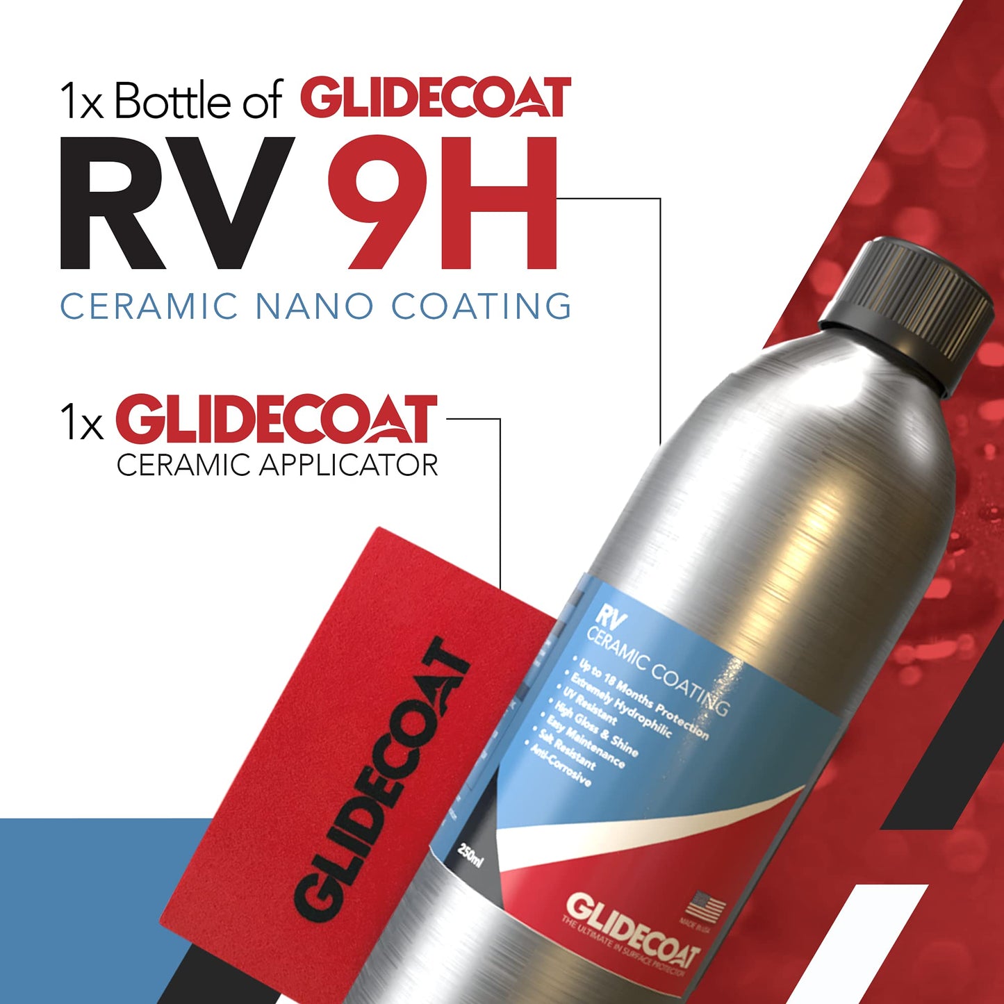 Glidecoat RV Ceramic Coating - 250ml - Wax Alternative for Campers, Travel Trailers & 5th Wheels - Up to 2 Years UV Protection, Super Hydrophobic Surface Repels Contaminants, Better-than-new Shine
