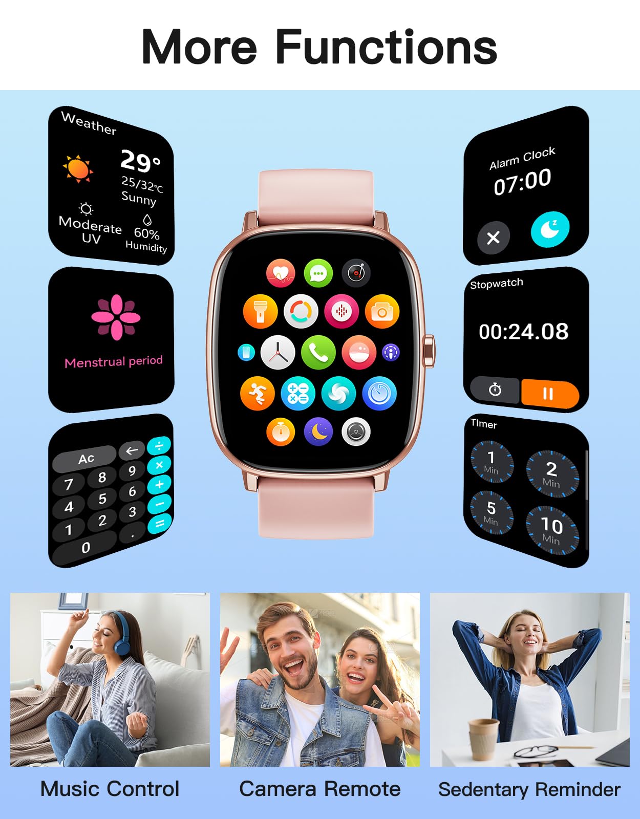 HUAKUA Smart Watches for Women with GPS Built-in, Answer/Make Calls, 1.95" Smartwatch for iPhone/Android Phones, Fitness Watch with Heart Rate/Sleep Monitor 100+ Sports Modes IP68 Waterproof (Pink)