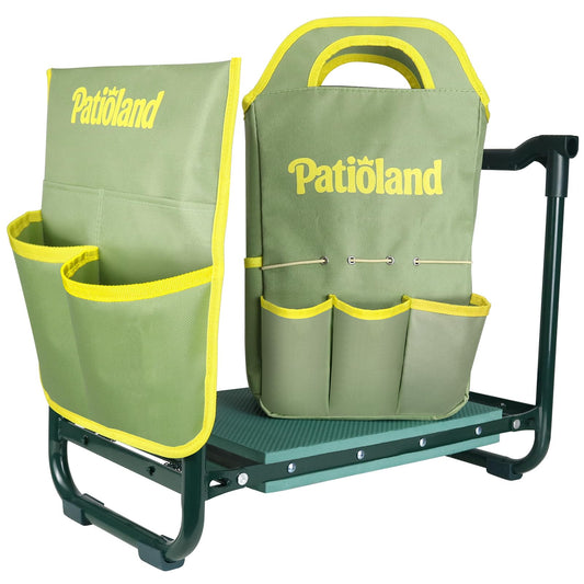 Garden Kneeler and Seat with 1 Gardening Tool Pouch and 1 Tool Bag, 10.2" Widen Heavy Duty Thicken Soft Kneeling Pad, Folding Garden Stool, Outdoor Yard Work Seat, Ideal Gardening Gifts for Mom, Women