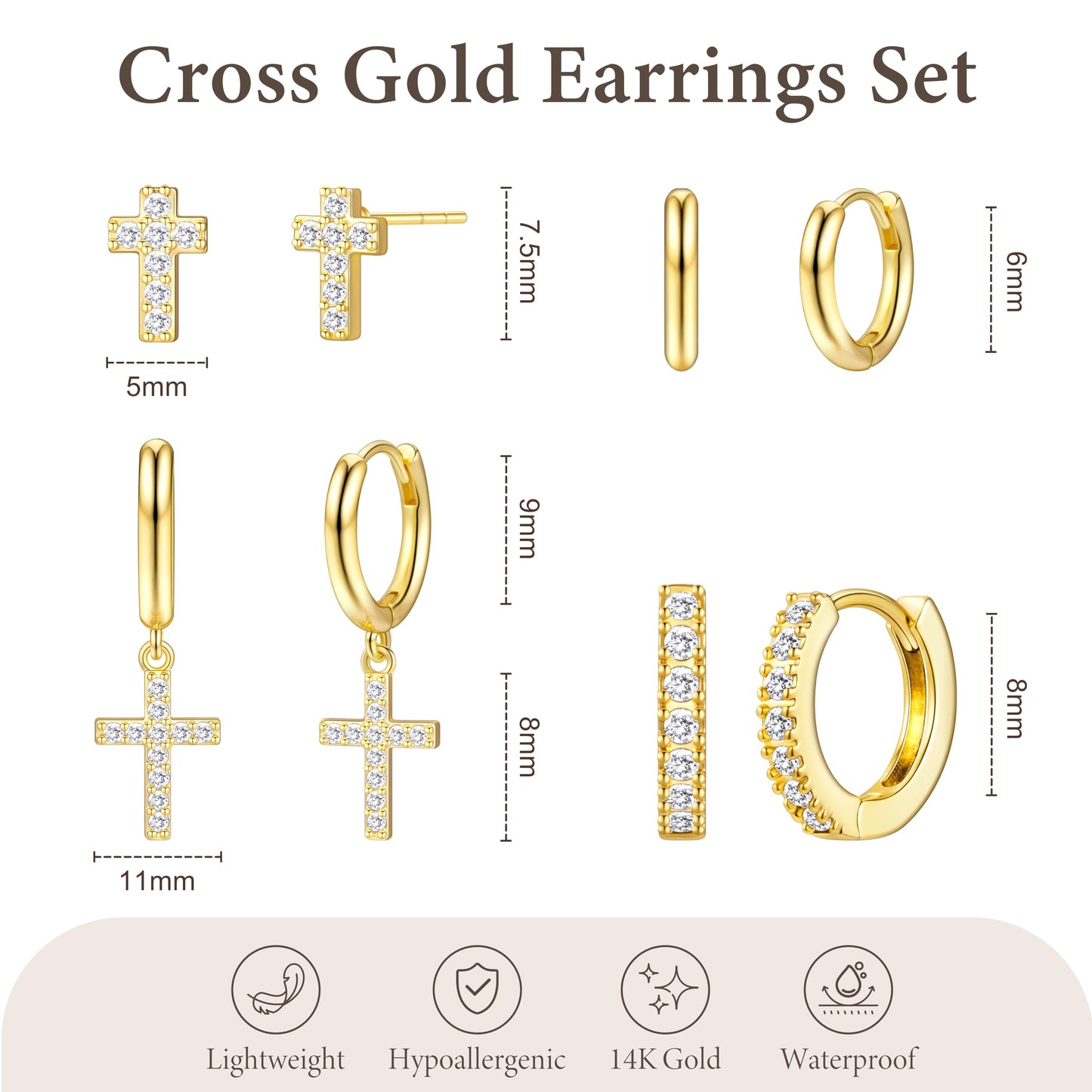 Cross Earrings for Women, Gifts for Christian, Christian Catholic Religious Baptism Jewelry Gift for Men Women Faith, Jesus Stuff, Cute Christian Jewelry Set Gifts Trendy Stuff