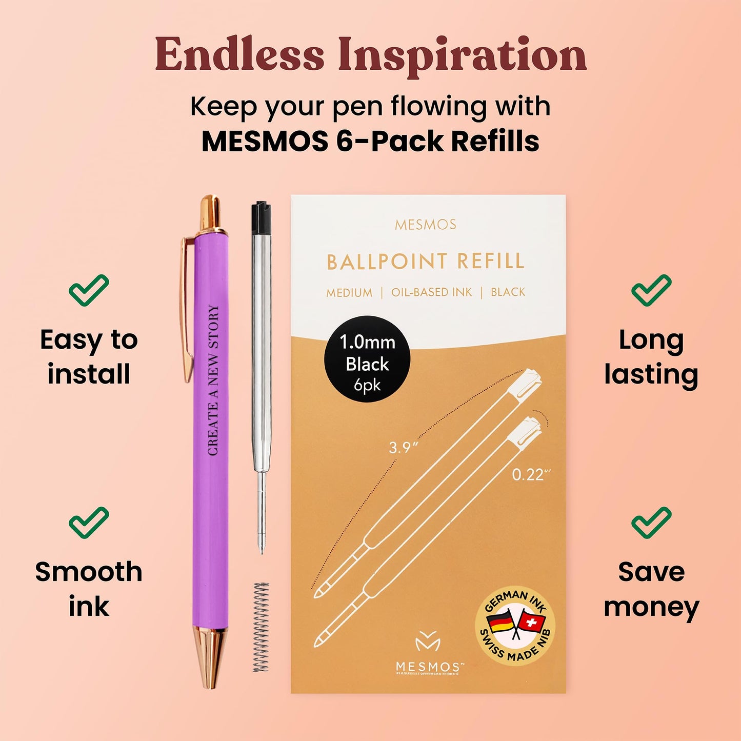 MESMOS New Beginnings Gifts for Women, 3pk Fancy Ballpoint Pen Set, Divorce Going Away Break Up Farewell Gifts for Women Friends and Coworkers