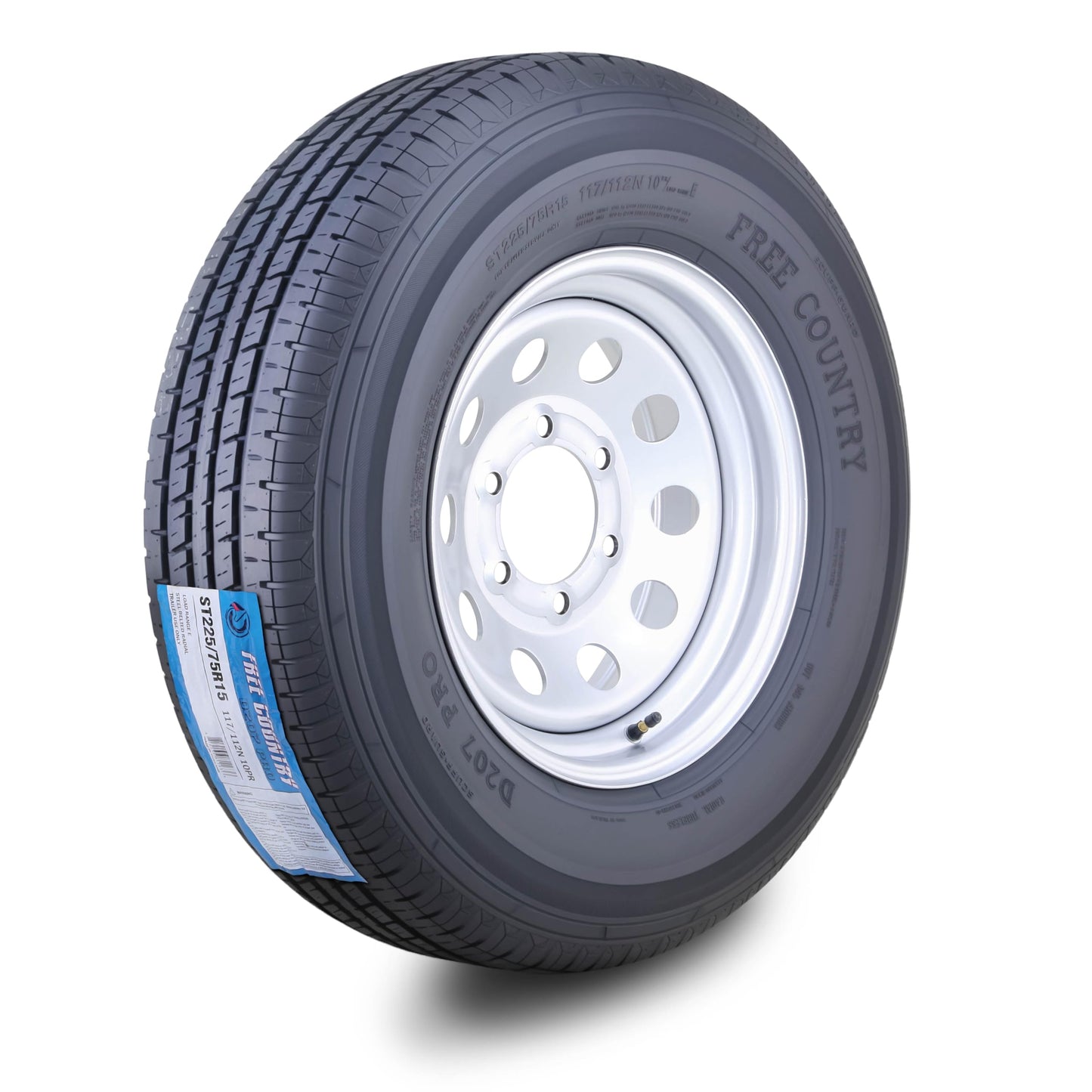 Free Country Trailer Tire Wheel Assembly ST225/75R15 10-Ply E 117M 6 Lug on 5.5" PCD Silver Mod Rim