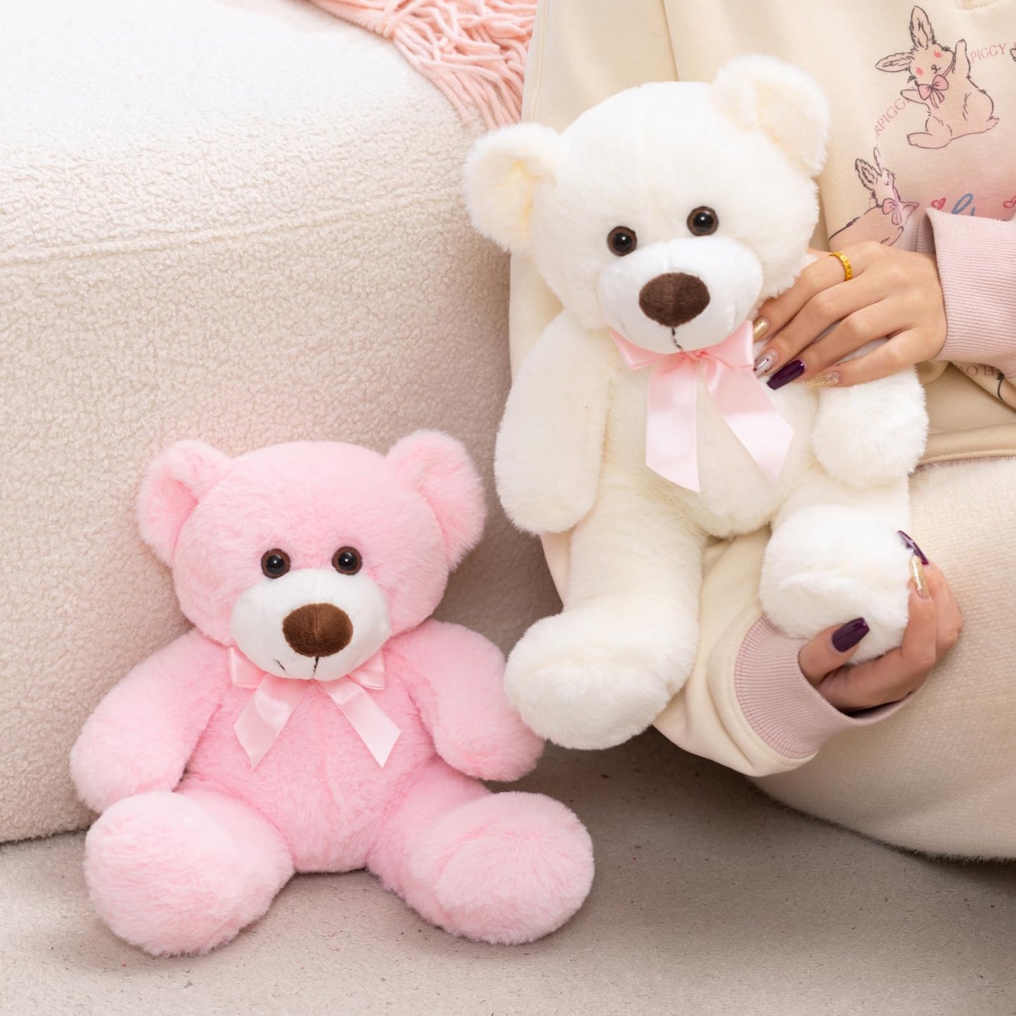 unsnurnoch 14" Pink Teddy Bear Plush Toy, Soft & Cuddly Teddy Bear Stuffed Animal with Cute Bow, for Girls, Girlfriends, Ideal for Valentine’s Day, Birthday, Christmas