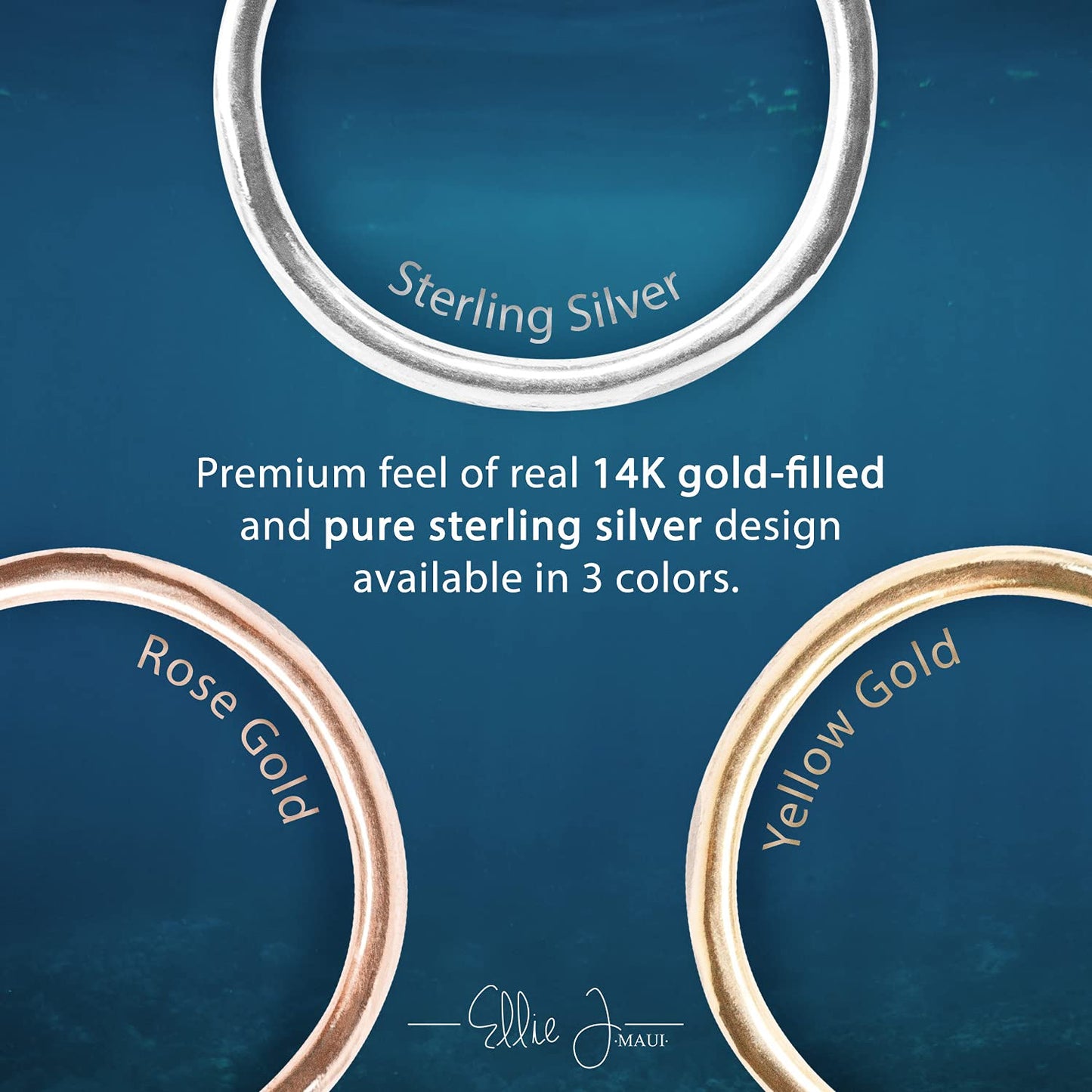 Ellie J Maui Open Toe Rings for Women - Handmade Adjustable Sterling Silver, Yellow Gold and Rose Gold Filled Rings
