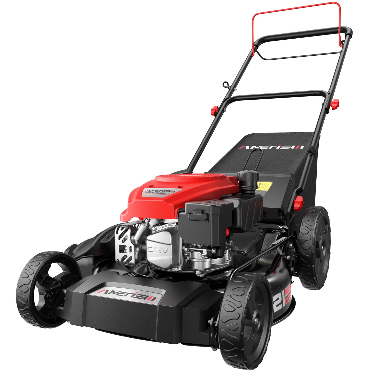 Amerisun 21" Steel Deck Self-Propelled Lawn Mower, 170cc OHV Gas Engine with Air-Cooled Technology, 3-in-1 Cutting Mode, 6-Stage Height Adjustment (1.5"-3.9"), Easy to Assemble & Maintain