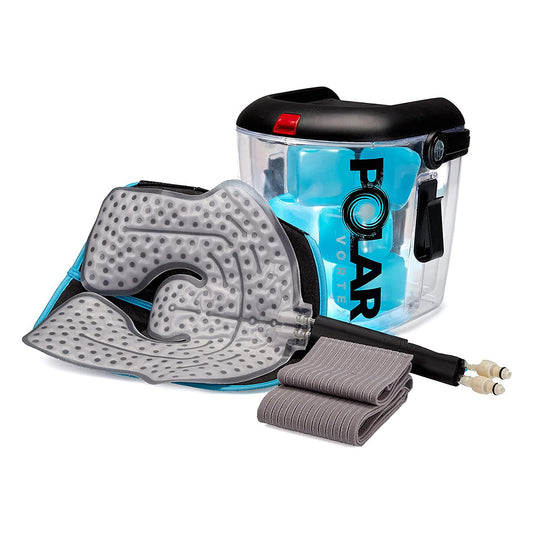 Polar Vortex Cold Water Therapy System Kit - Ice Circulation Machine With 3-Strap Knee/Elbow/Shoulder Wrap and 4 Cold Cubes