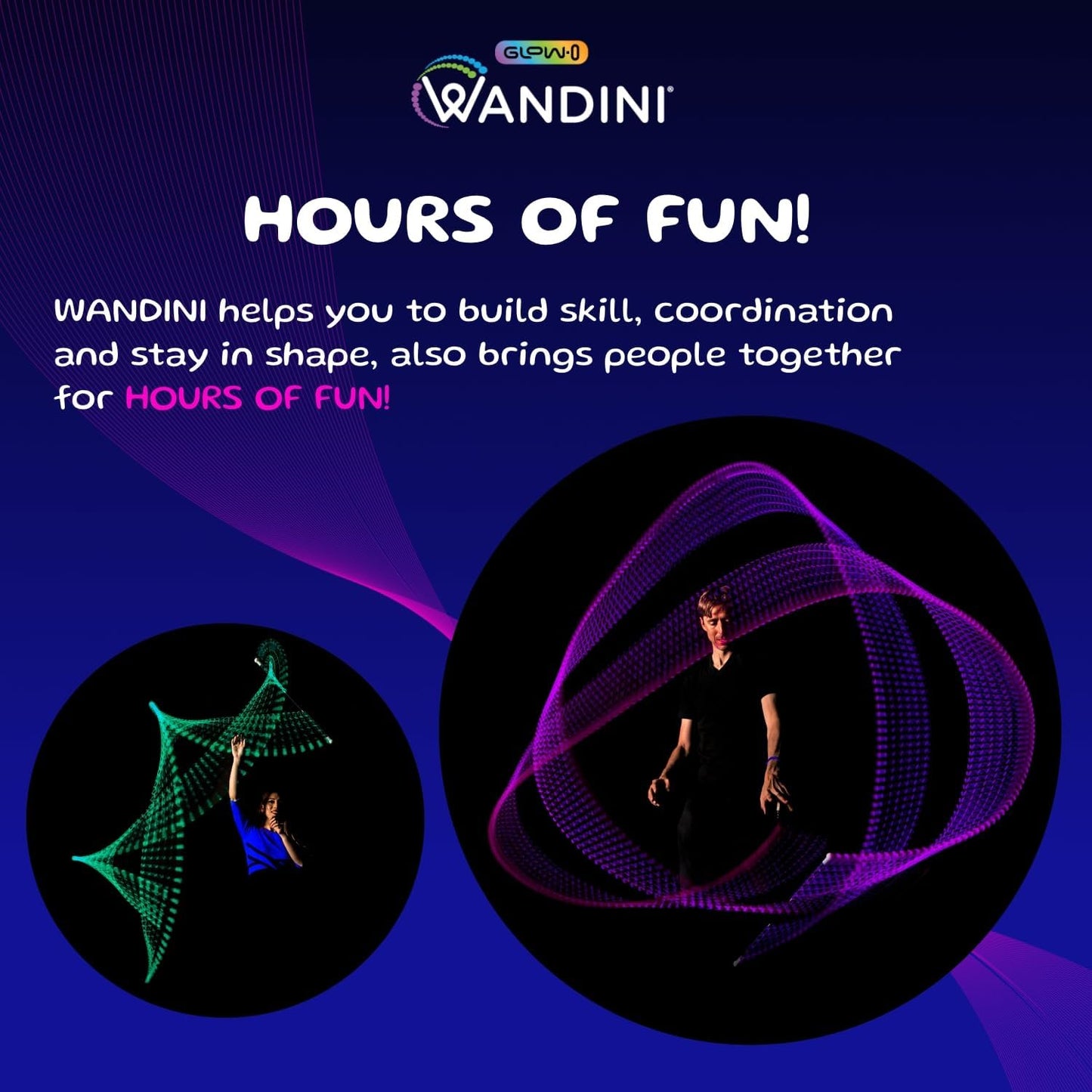 Wandini Glow.0 LED Light Magic Wand – Collapsible Levitation Stick, USB Rechargeable & Patented Design, Balanced LED Flow Prop for Smooth Tricks, Visual Performances with 22 Dynamic Color Modes