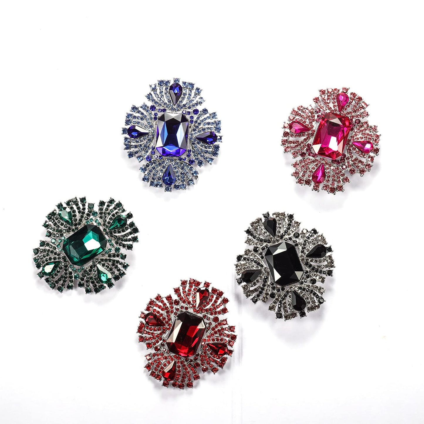 YOQUCOL Vintage Black Austrian Crystal Rhinestone Cross Flowers Shaped Brooch Pin Elegant Jewelry For Women