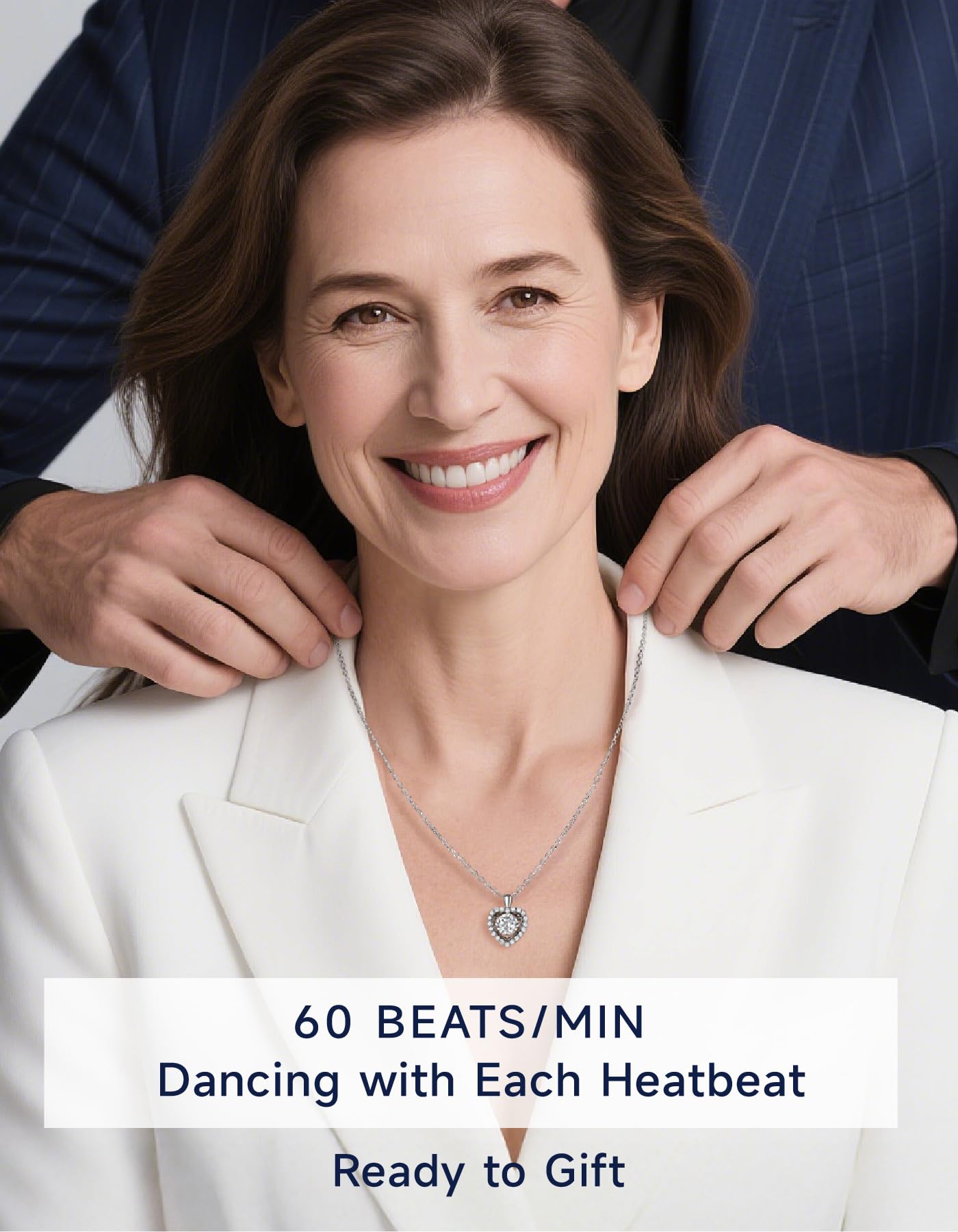 MomentWish Silver Heart Necklaces for Women 0.5Carat D Color VVS1 Moissanite Dancing Heart Pendant Necklace 925 Sterling Silver Birthday Gifts for Women