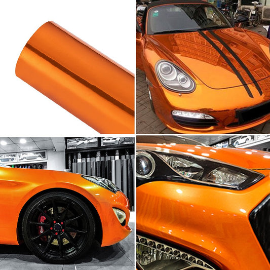 ATMOMO Chrome Mirror Orange Car Vinyl Wrap High Gloss Self-Adhesive DIY Car Decals Film Sheet 59.84'' x 196.85''