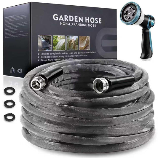 Relxitl Garden Hose 100feet, Water Hose with 10 Function Hose Nozzle, NON-Expandable Hose, Tough & Flexible, Lightweight, Crush Resistant Fittings, Kink & Tangle Free, Rust Proof for Watering