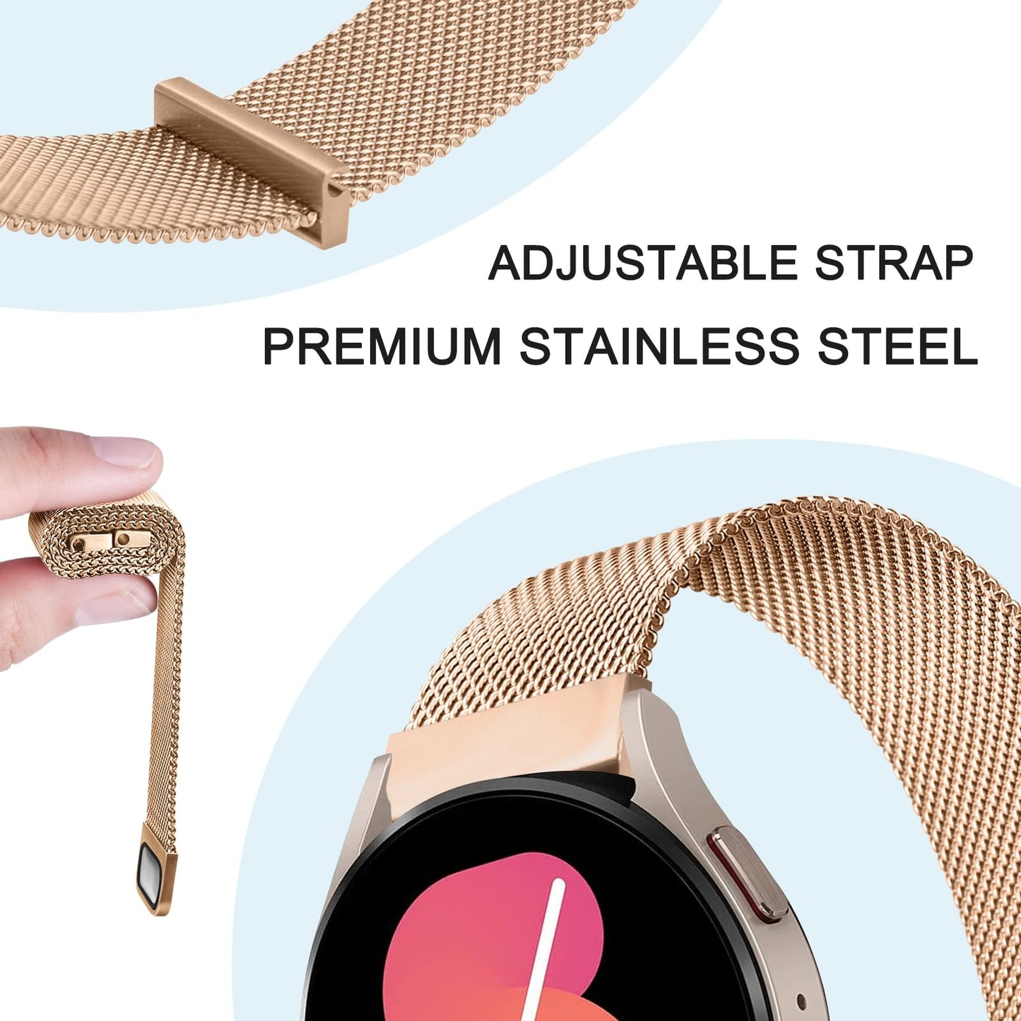 Veryfit Smart Watch Bands for IDW13, IDW16, IDW19 Smartwatch, Stainless Steel Metal Replacement Bracelet Strap for Fitpolo IDW13/Woneligo W13/FITVII HM57, ENOMIR/TOOBUR/MILOUZ/Gydom/Faweio/Veryfit IDW19 (Rose Gold)