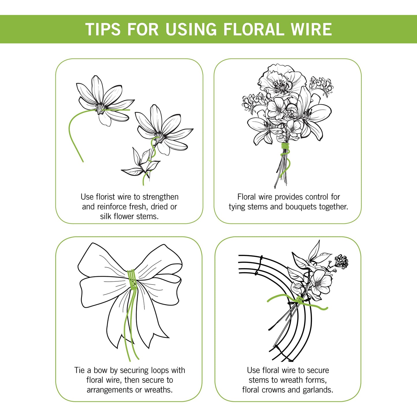 FloraCraft 20 Gauge Floral Wire 0.5 Pound Spool Green