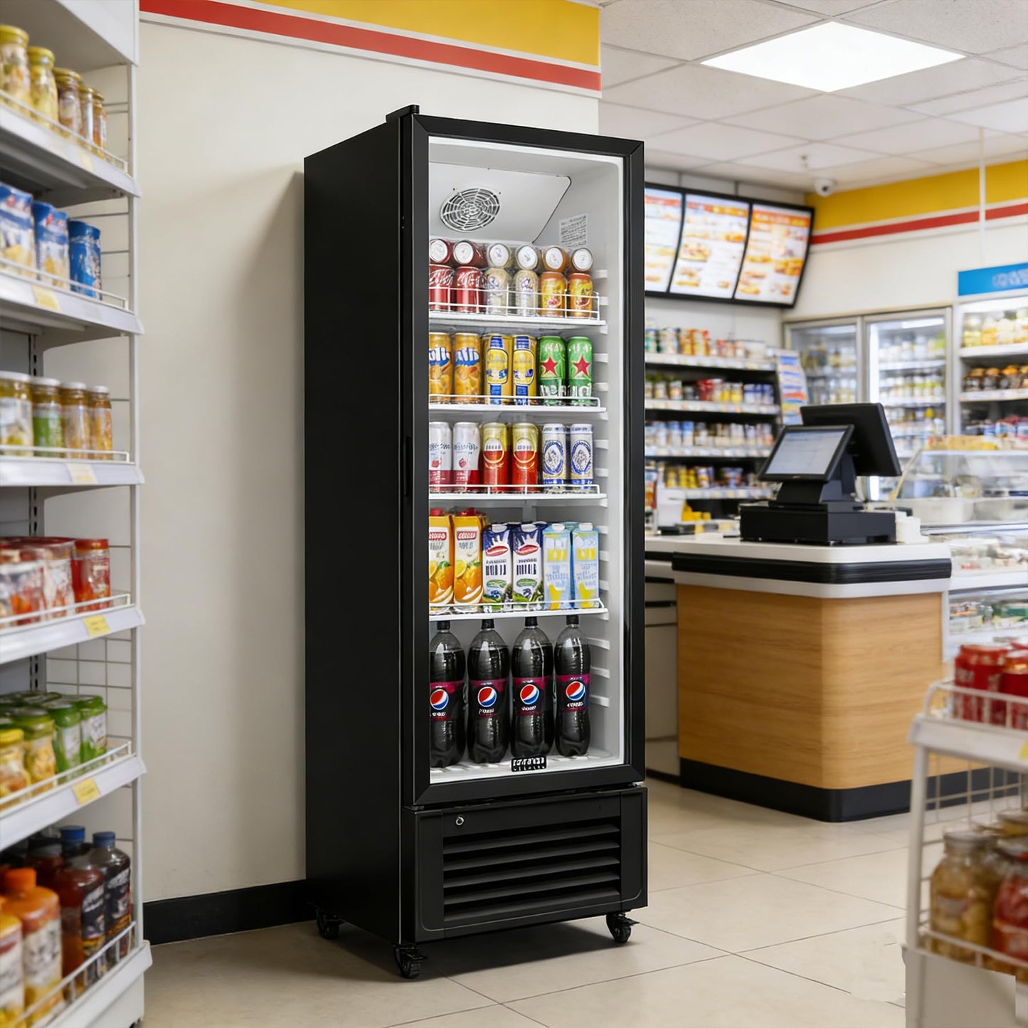BODEGACOOLER Beverage Refrigerator, 326L/344 Qt Commercial Refrigerator For Kitchen, Home,Office and Garage, 312 Cans & 192 Bottles Display Refrigerator For Beer,Soda, Bar Cooler with Soft LED Light.