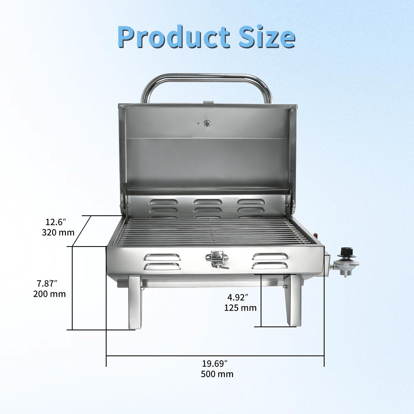 Pvrud Boat Grill Stainless Steel Marine Grade Propane Gas Grill Adjustable Rotating Barbecue Grill with Folding Legs for Boat Camping Yacht Backyard