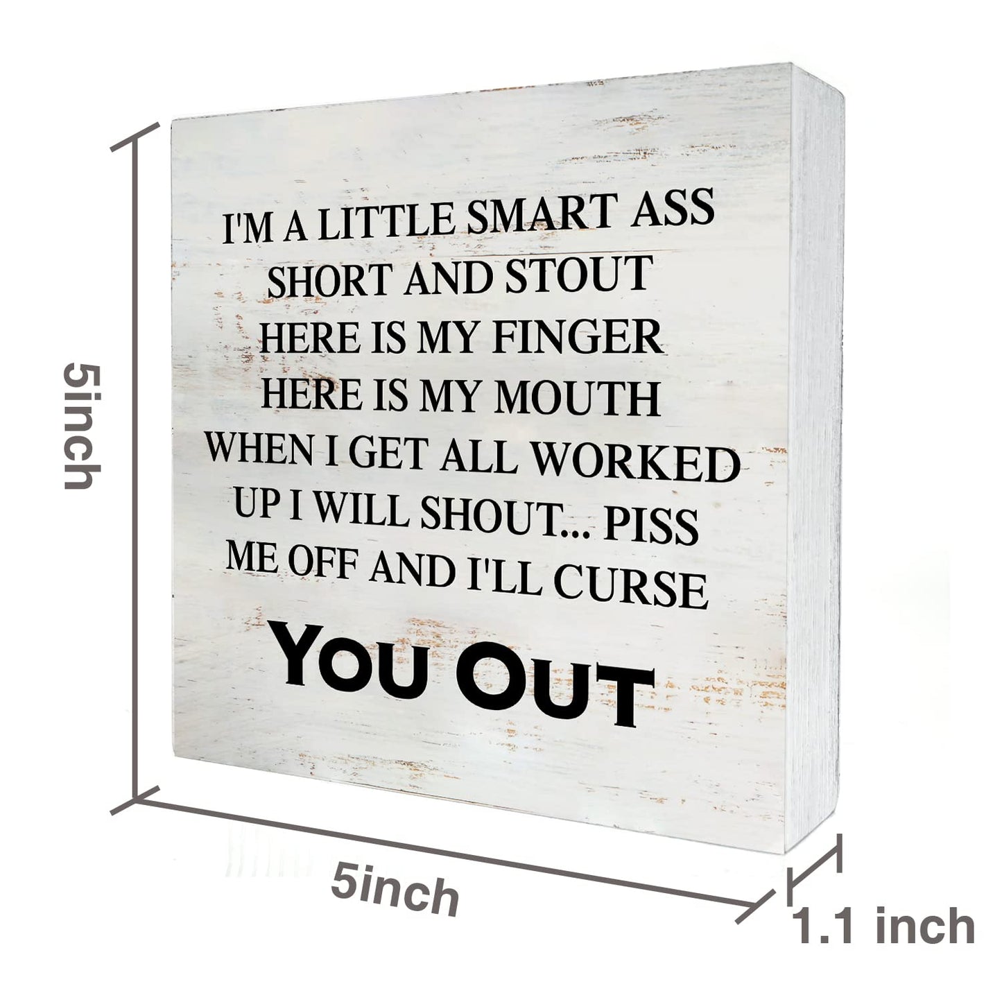 I’m a Little Smart Wooden Box Sign with Saying Desk Decor 5 x 5 Inch Sarcastic Box Sign Wood Plaque Block Sign Rustic Home Decor
