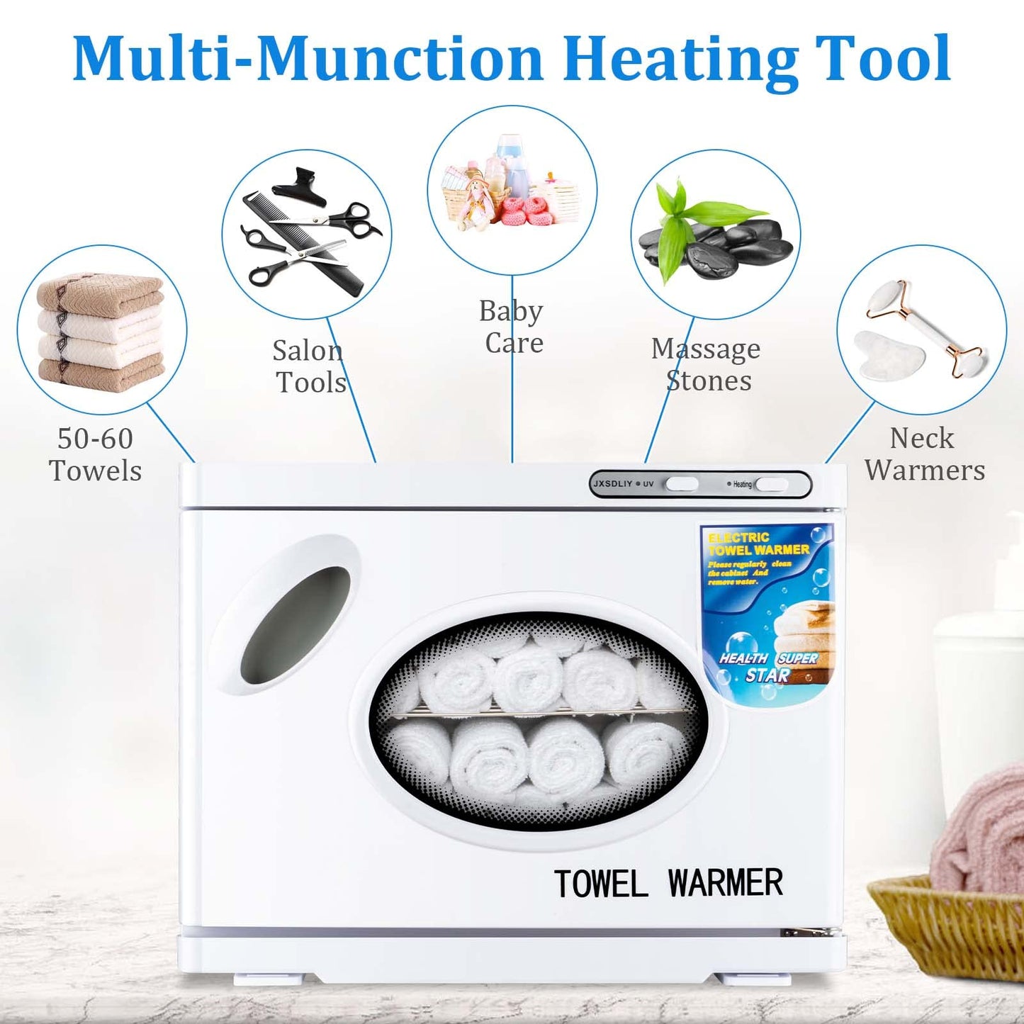 Hot Towel Cabinet 23L Large Capacity - JXSDLIY Professional Spa Hot Towel Warmers for Facials Towel Heater for Salon Beauty Hotel Bathroom Home Use Steam Towel Warmer with See-Through Window (white)