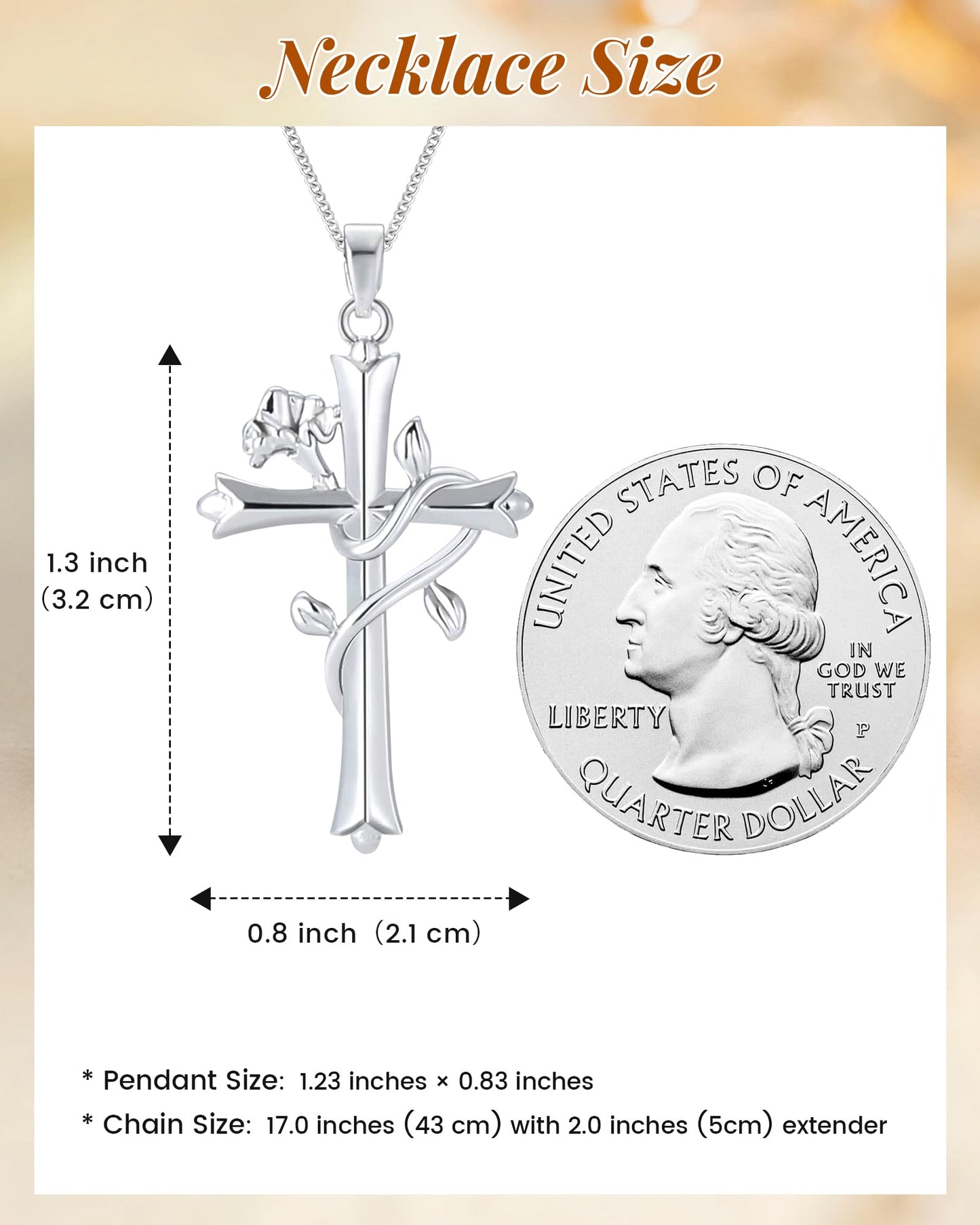 ACECHA Silver Cross Necklace for Women, Dainty Faith Cross Pendant Necklaces with Birthflower Jewelry for Mom Wife Daughter Sister | Gifts for Birthday Anniversary Christmas Easter(Carnation)