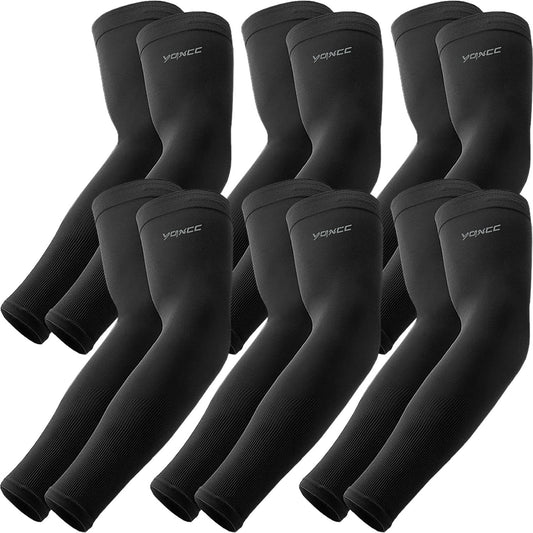 YQXCC 6 Pairs Arm Sleeves for Men Women | UPF 50 Cooling UV Sun Protection | Sports Compression Sleeves