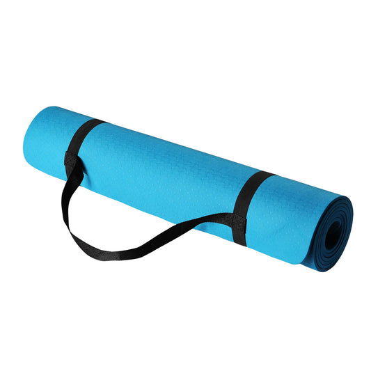 Amazon Basics 0.25-inch Thick TPE Exercise Yoga Mat with Carrying Strap, Aqua