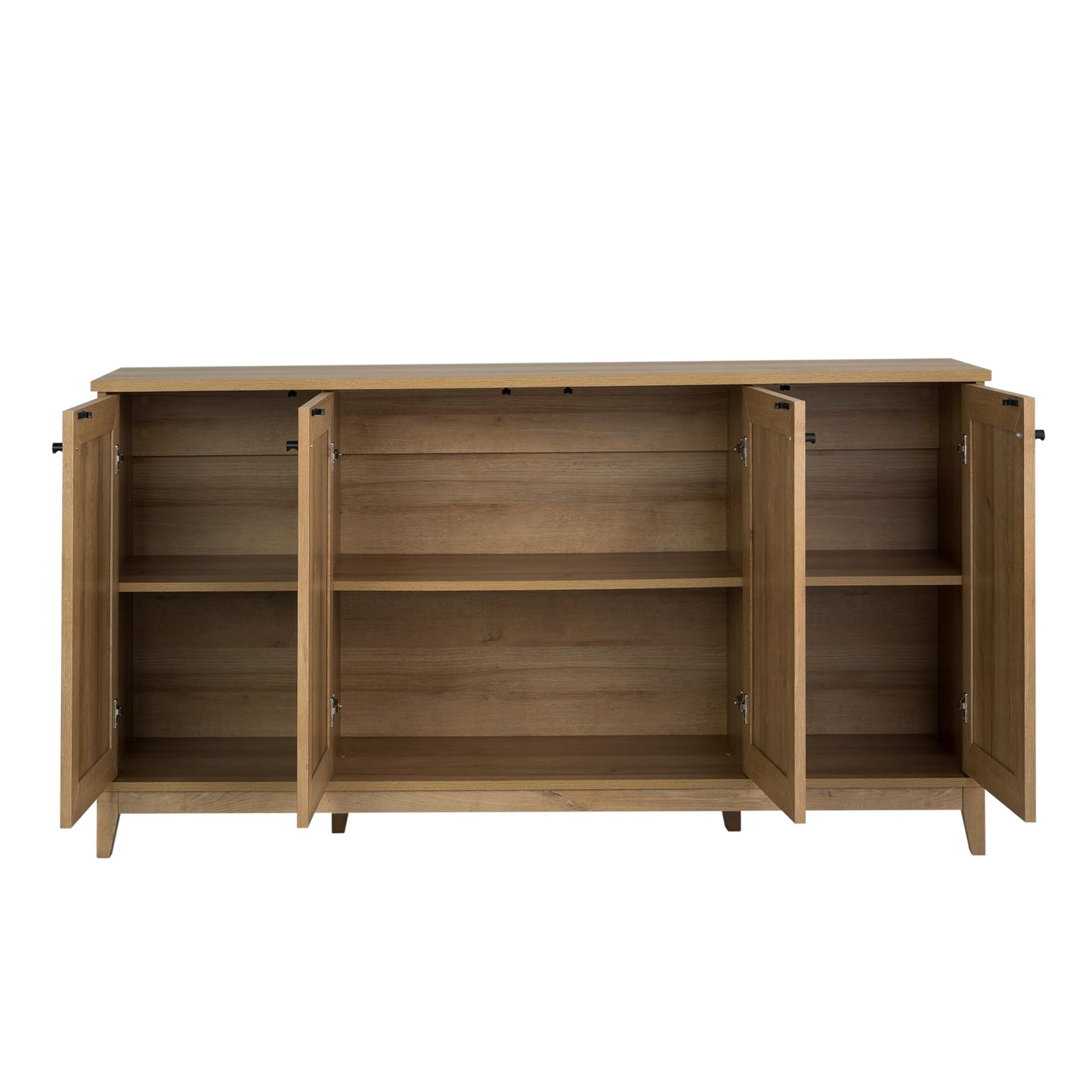 Prepac Yaletown 4 Panel Door Console Table with Storage, Oak Storage Cabinet with Doors and Shelves, Sideboard Storage Cabinet 60" W x 32" H x 16" D, OCBG-2220-1