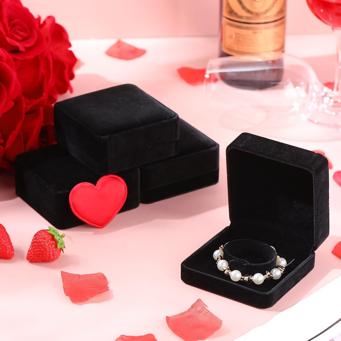 JaGely 6 Pcs Jewelry Gift Boxes for Bracelets Black Velvet Bracelet Bangle Boxes 3.5x3.5x1.6 Inch Women Small Jewelry Storage Case Organizer for Birthday Wedding Proposal Anniversary, Black