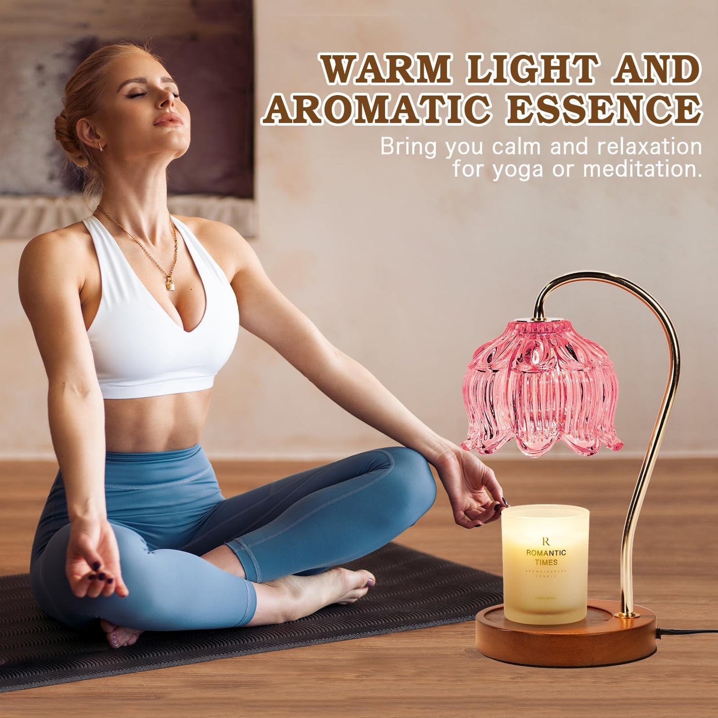 Funistree Pink Candle Warmer Lamp with Timer, Dimmable Candle Lamp Warmer, Birthday Gift Idea for Women Mom Who Have Everything, Mothers Day Birthday Gifts, Lotus Wax Melt Warmer for Jar Candles