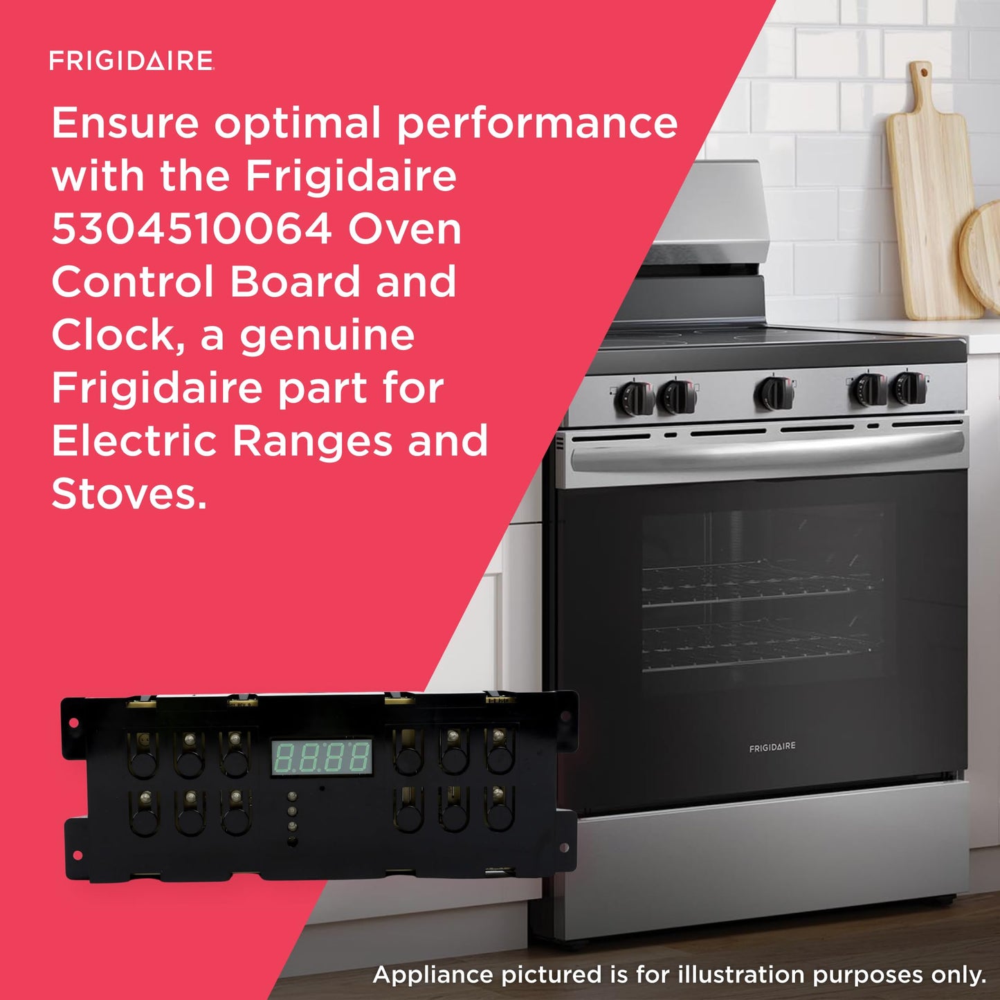 Frigidaire 5304510064 Oven Control Board and Clock for Electric Ranges and Stoves, Black