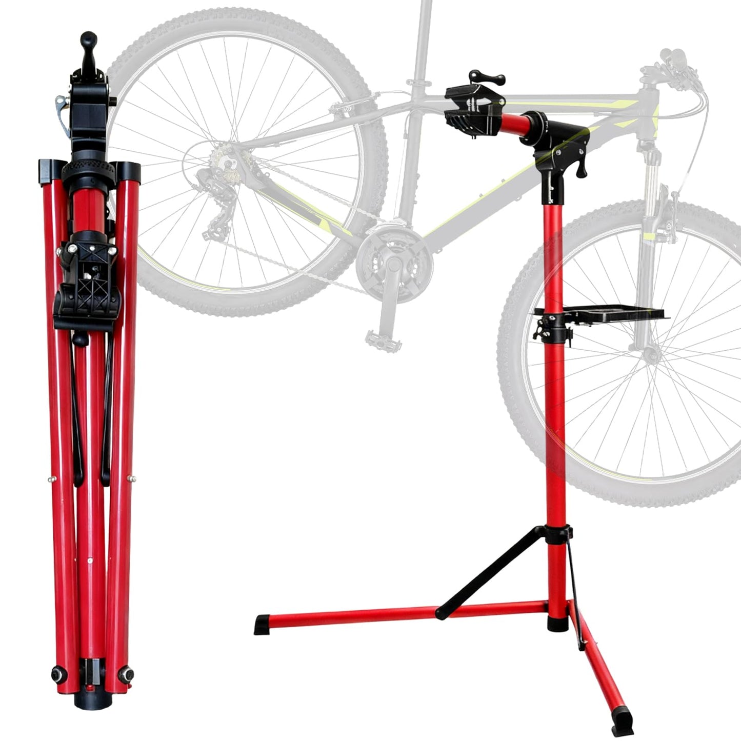 Heavy Duty E Bike Repair Stand (Max 110 lbs), Foldable Bicycle Maintenance Rack, Portable Bicycle Stand Maintenance Workstand Aluminum Made For Electric Bikes, Mountain Bike and Road Bike (Red)