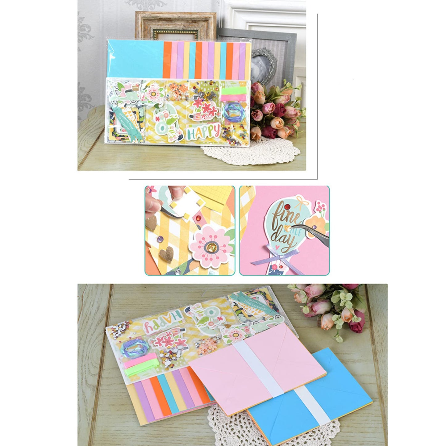 Gigicloud Paper Card Making Kits Colorful Handmade Greeting Card Kits Diy Making Material Set For Birthday Invitation, Thanksgiving, Christmas,Holiday,Baby Shower