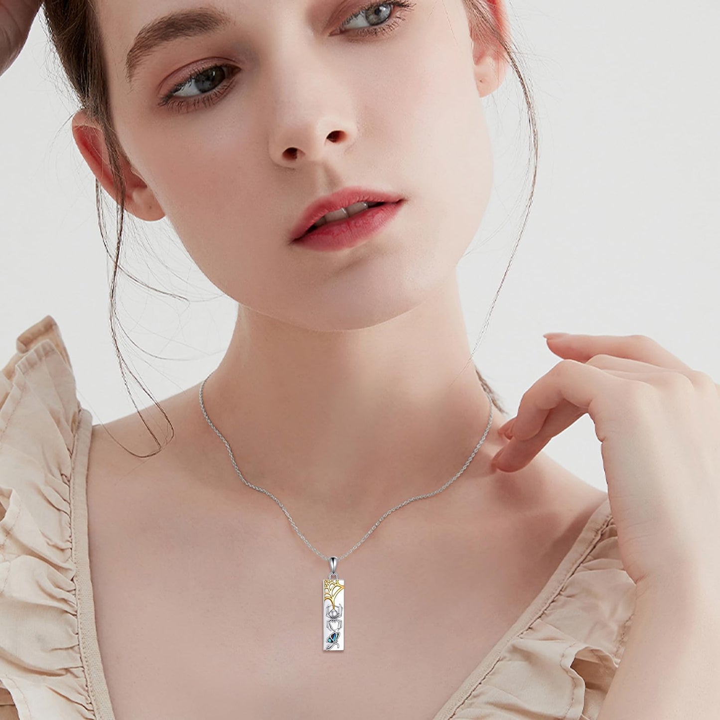 YFN 925 Sterling Silver Spider and Butterfly Pendant Necklace Spider Jewelry for Woman Men