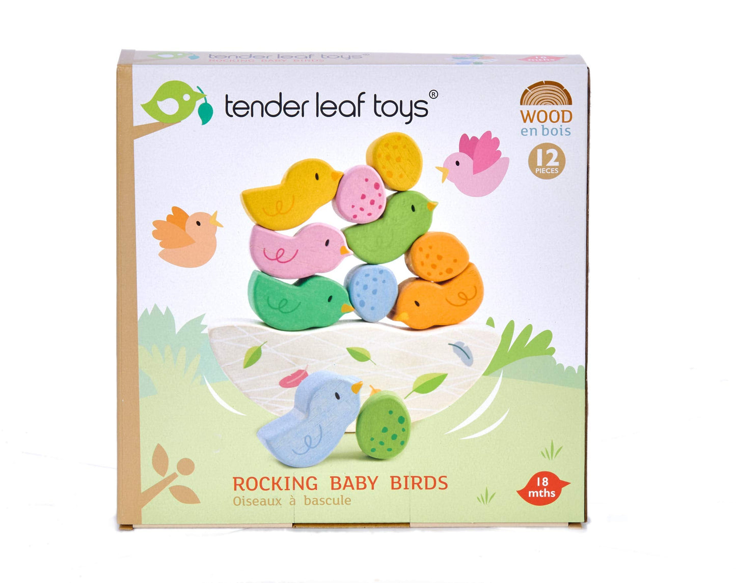 Tender Leaf Toys - Rocking Baby Birds - 12 Piece Balance Toy - STEM Toy - Early Learning to Develop Strategic Thinking and Fine Motor Skills - Wooden Toy Stacker & Balance Educational Game - Age 18m+