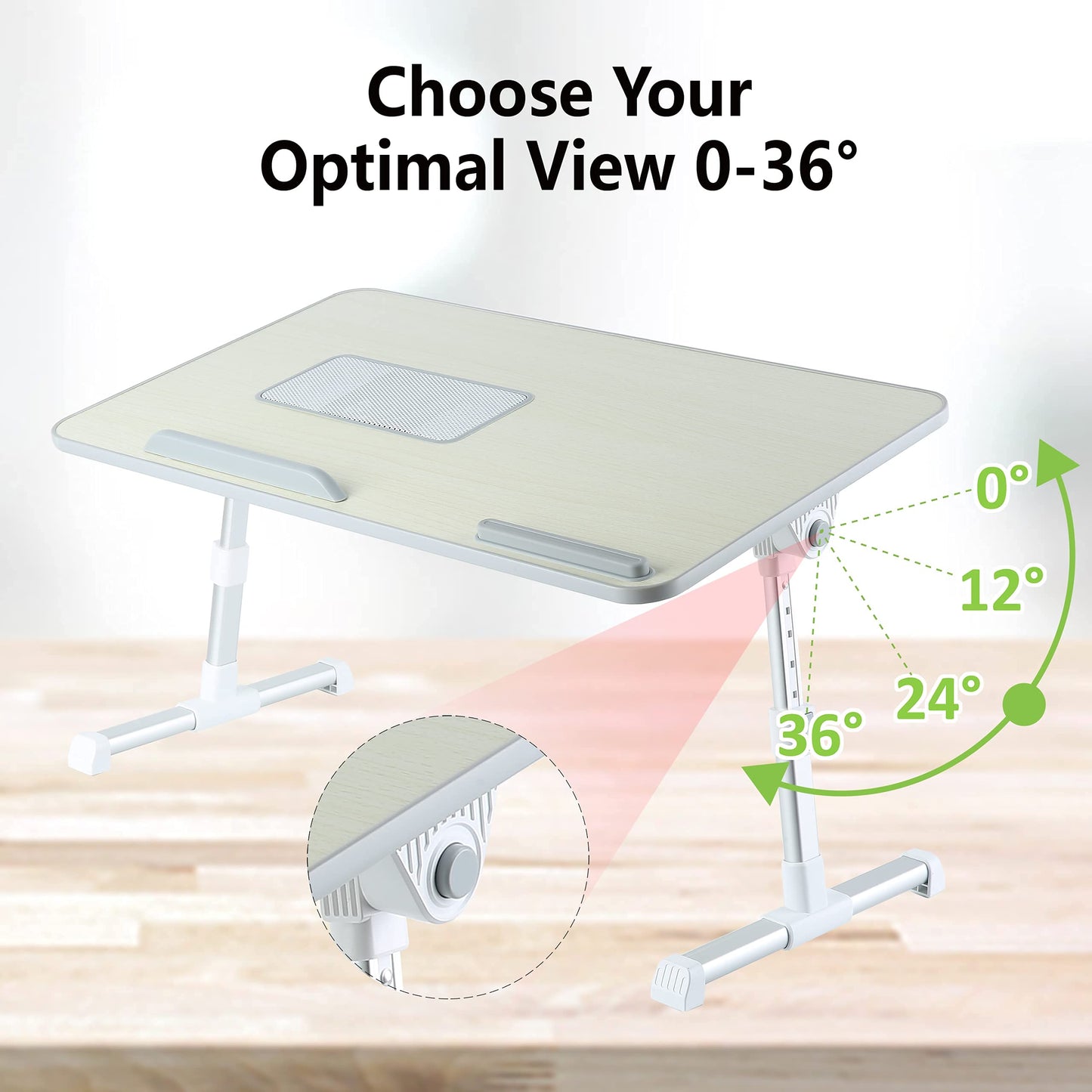 Lap Desk for Laptop, 8AMTECH Ajustable Lap-top Table with Cooling Fan Office Desk for Laptop, Working, Reading, Writing, Drawing and Eating in Bed Sofa Floor Couch