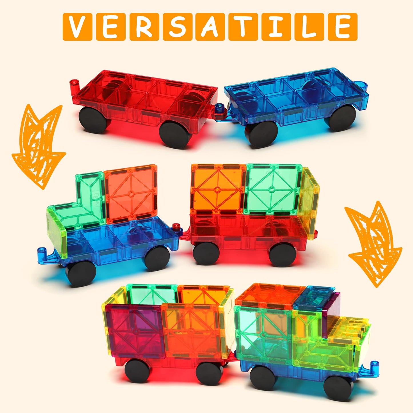 Gemmicc 4 PCS Magnetic Car Set,Magnet Construction Vehicle,Magnet Car Truck Compatible with Magnetic Tiles,STEM Educational Toys for Boys and Girls