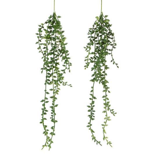 Meneco Artificial Hanging Succulent Plants – 2 Pack String of Pearls Plant Artificial Hanging Plants Unpotted Fake Plants for Bedroom Aesthetic (Small)