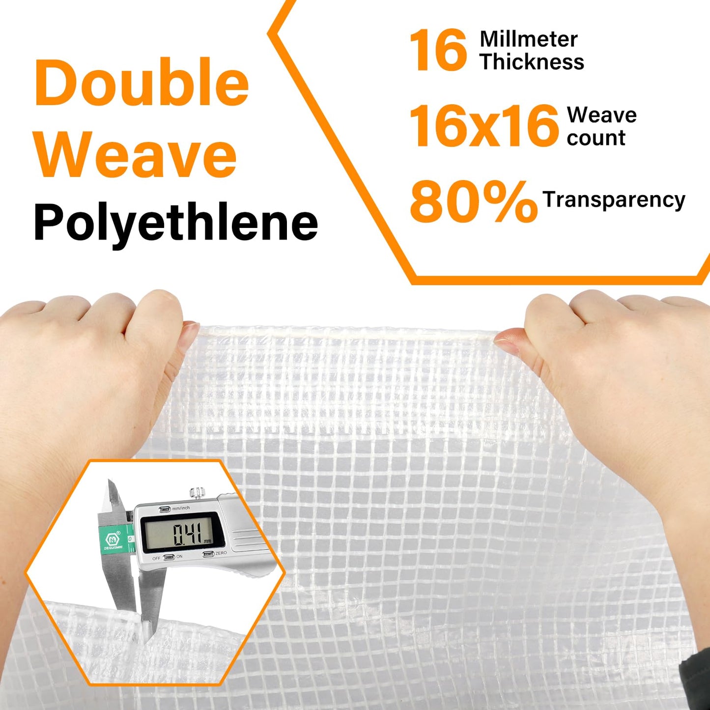 16 Mil Greenhouse Cover,Clear Plastic Tarps Heavy Duty Waterproof 16x20FT,UV Resistant Poly Clear Tarps with Grommets, Greenhouse Heavy Duty Tarp for Gardening,Farming,Nursery,Garden